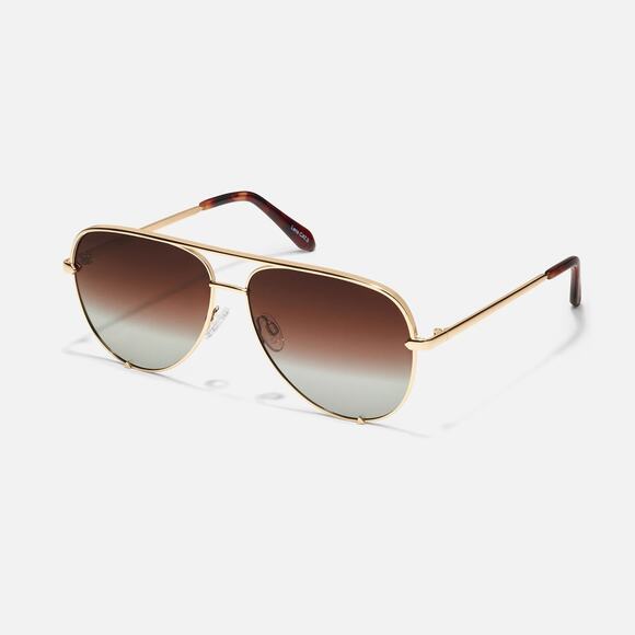 Quay Australia Accessories - Quay Australia High Key Mini Gold Brown Fade Polarized Sunglasses